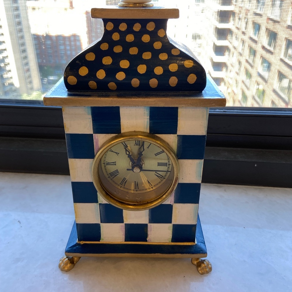 Mackenzie Childs Royal Check Desk Clock
